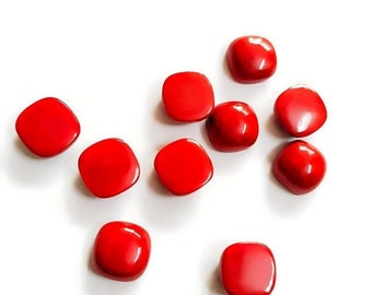 Red Coral 15mm Cushion Shape Flat Back Cabochon Loose Gemstone Suitable Ring, Necklace, DIY Jewelry Making, Ring, Bracelet, Necklace, Gift