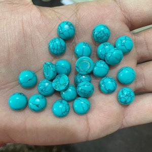 Natural Turquoise Round Shape Flat Back 10mm Cabochon Loose Gemstone Fashion Jewelry Making High Quality Gemstone, All Sizes Avi