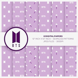 Papel digital sin costuras BTS Kpop, patrón de álbum de recortes Bangtan Sonyeondan I Purple You, decoración de regalo de ARMY Fan Borahae