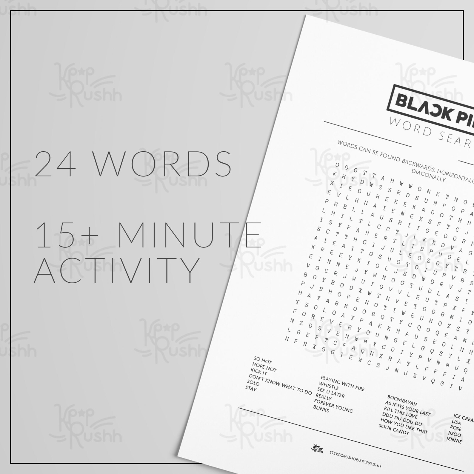 BLACKPINK Word Search Kpop Word Search Kpop BLACKPINK Etsy Australia