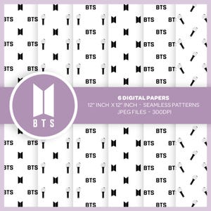 Papel digital BTS Kpop Decoración BTS Decoración Kpop Papel imprimible Papel sin costuras