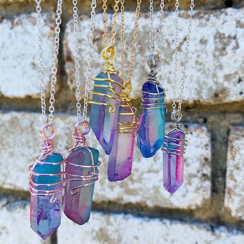 Cotton Candy Quartz Point Pendant Etsy