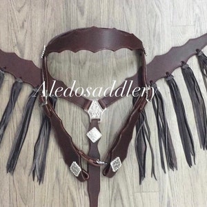 Western Brown Plain leather Headstall and Breast collar set