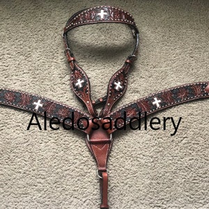 Klassy Cowgirl Leather Headstall & Breast Collar Set w/ Louis