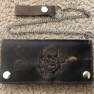 Cartera Biker de Cuero Marrón con Cadena