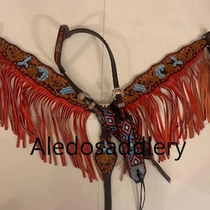 Tough-1 Braided Breast Collar With Stones And Fringe 