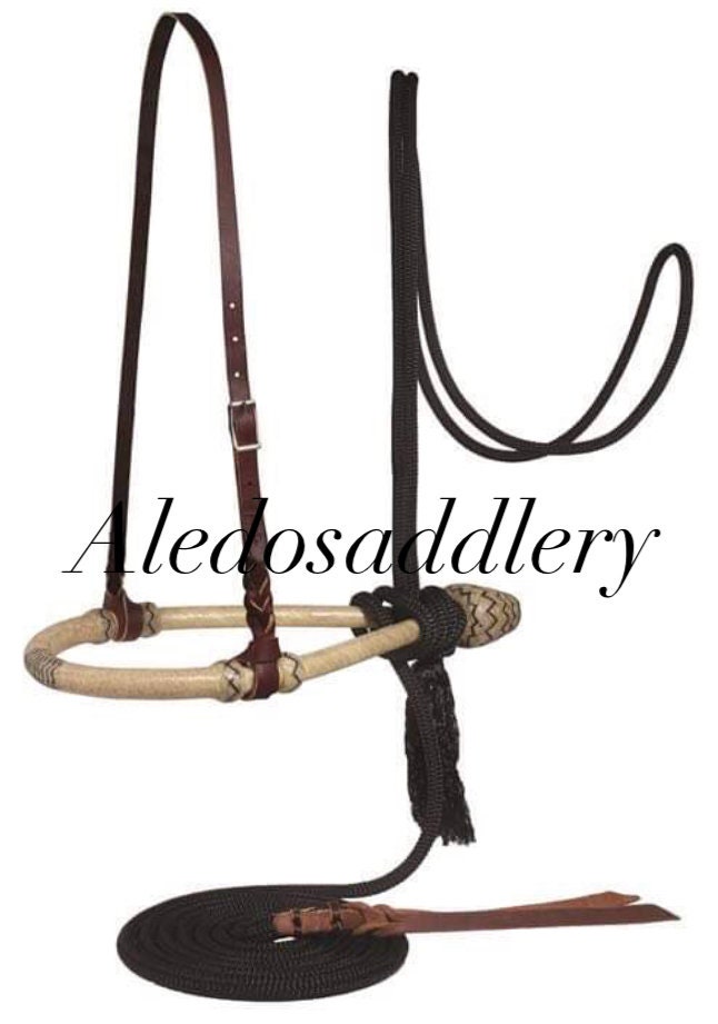 Western Bosal and Bosal Hanger With Mecate Reins 