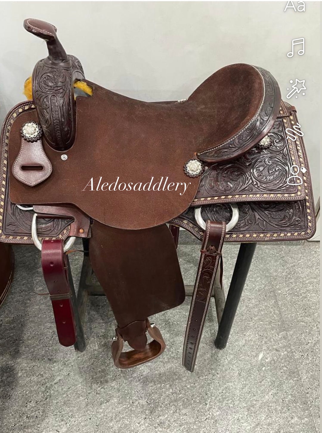 Selle Western Roper Ranch En Cuir Véritable - Taille 10-18 - Sculptée Main - Marron - Neuf