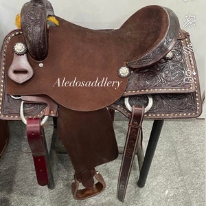 Western Brown Leather Roper Ranch Saddle by Aledosaddlery