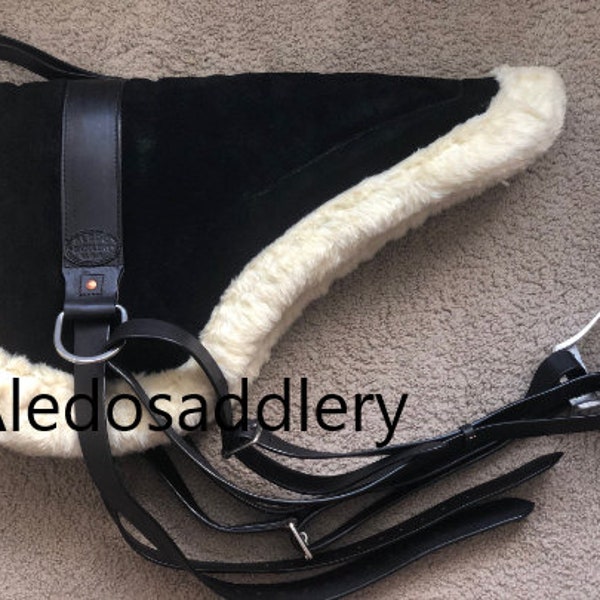 Western Black Suede Leather Suede bareback Saddle Pad By Aledo saddlery
