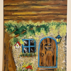 Hand-Painted cottage/woods vertical Wall-Mounted Mailbox (Personalized, Customized, Beautiful Painted Mailbox)