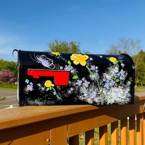 Hand-Painted Peony Flower Mailbox: Personalized Custom Design