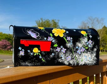 Hand-Painted Peony Flower Mailbox: Personalized Custom Design