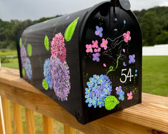 Custom Hand-Painted Mailbox: Floral Glitter Design