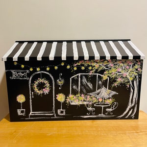 Hand-Painted Bistro/Cafe White Chalkboard Horizontal Wall-Mounted Mailbox (Personalized, Customized, Beautiful Painted Mailbox)
