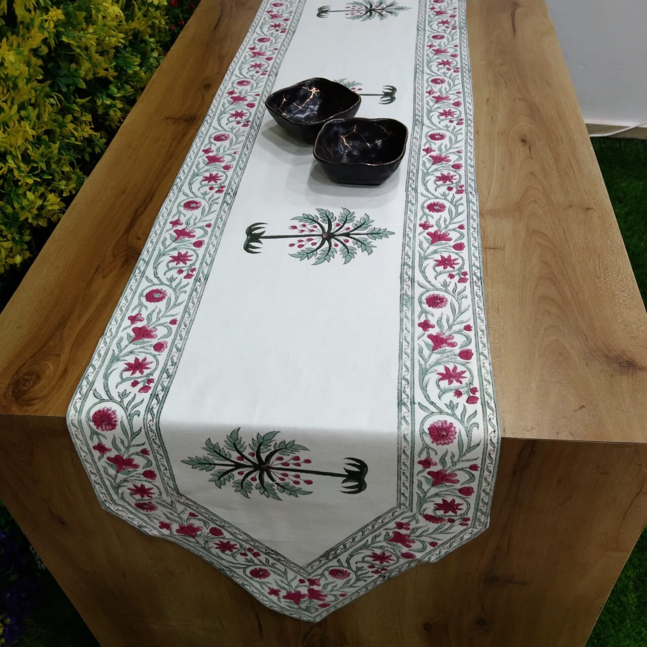 Block Printed Indian Cotton Table Runner con motivos Etsy