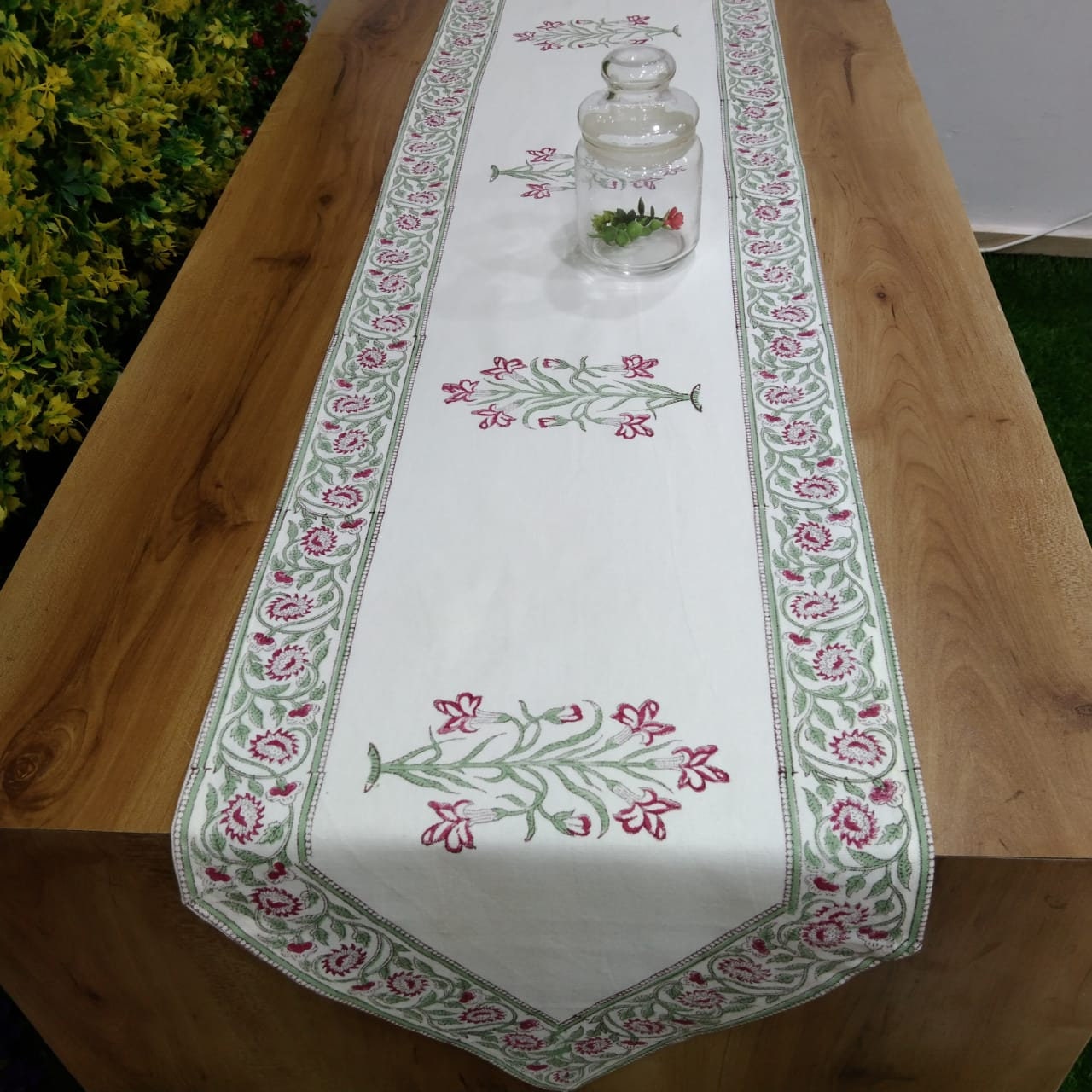 Block Printed Indian Cotton Table Runner con motivos florales Etsy