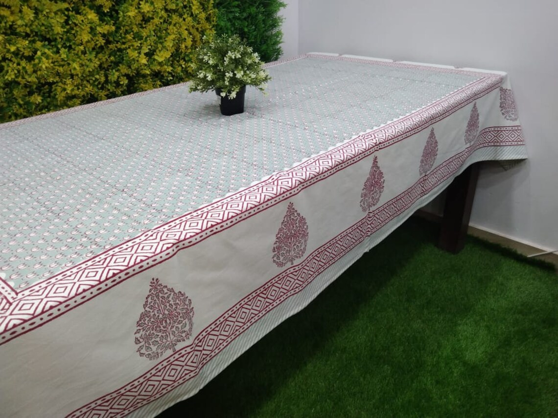 Special Pink Block Printed Indian Cotton Tablecloths with Etsy