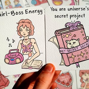 Mazzo Oracle dei primi anni 2000 / mazzo di streghe indie carino magico per ragazze / carte stampate originali retrò fatte a mano / regalo per lei / mazzo tascabile