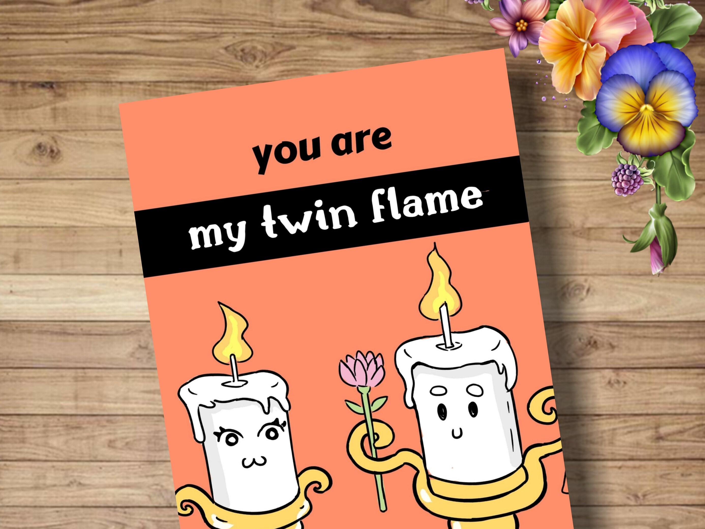 Printable Twin Flame postcard gift for her alternative Etsy