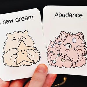 Mazzo di gatti soffici / mazzo di tarocchi Oracle strega indie carino / carte originali retrò stampate a mano / regalo per lei / mazzo tascabile
