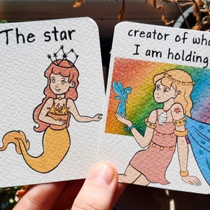 Feeën en zeemeerminnen dek| Oracle tarotheks indie schattig kaartspel | originele retro handgemaakte gedrukte kaarten | cadeau voor haar | pocketdeck: