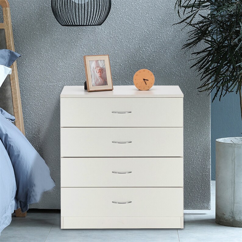 White MDF Wood 4Drawer Bedside Dresser 25 x 13 inches Etsy