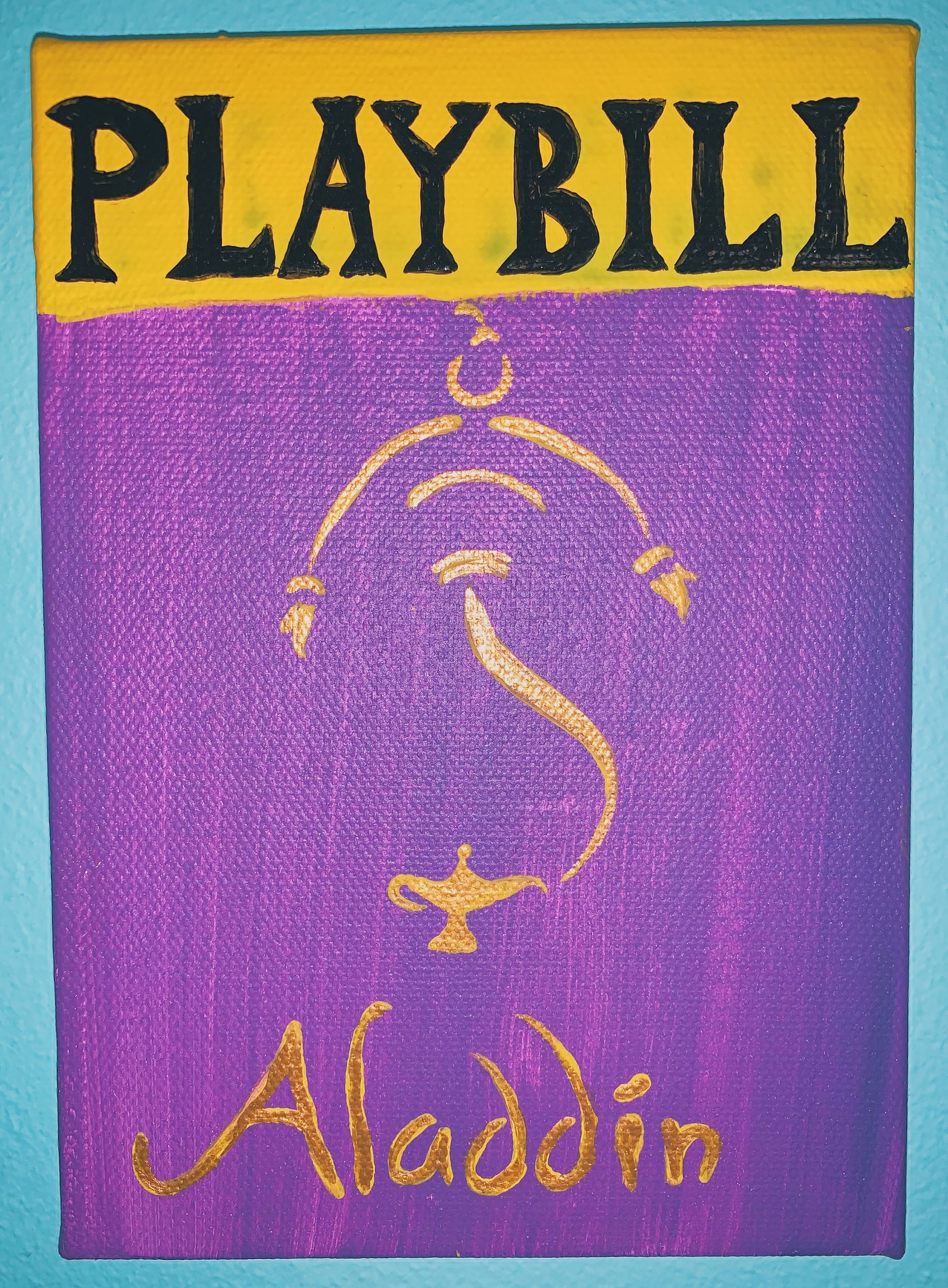 5x7 Aladdin Playbill Painting | Etsy