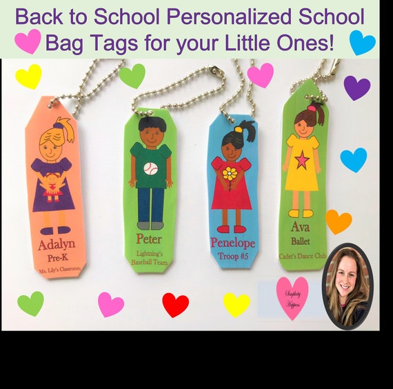 Back to School Personalized bag tags set of 12 for backpack Etsy