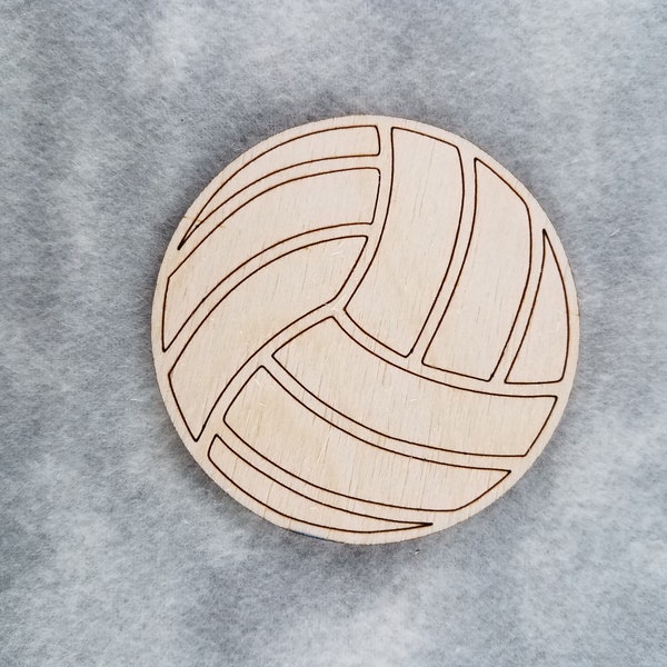 Volley Ball Shape - Wooden Cutout and Detail Lines - Laser Cut Unfinished Shape
