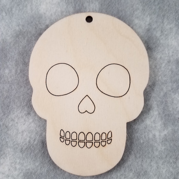 Sugar Skull Shape #2 - Laser Cut Unfinished Wooden Cutout Shape