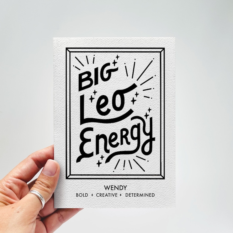 Personalized Leo Card Greeting Card Big Leo Energy Zodiac Sign July August Birthday 5 x 7in A7 image 2