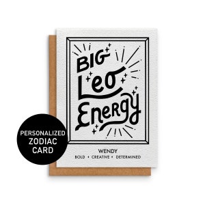 Personalized Leo Card Greeting Card Big Leo Energy Zodiac Sign July August Birthday 5 x 7in A7 image 1