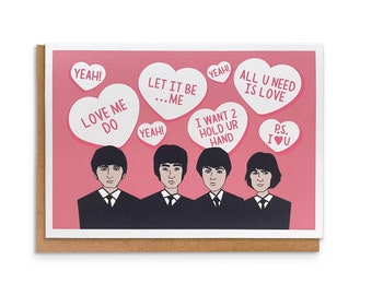Beatles Love Card | Valentine’s Day | Greeting Card | Anniversary Card | Romantic Gift | PS I Love You | 7 x 5in | A7