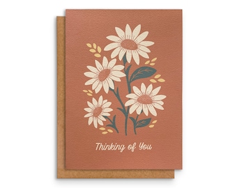 Thinking of You Greeting Card | Long Distance Card | Minimalist Floral Card | Sympathy Card | 5 x 7in