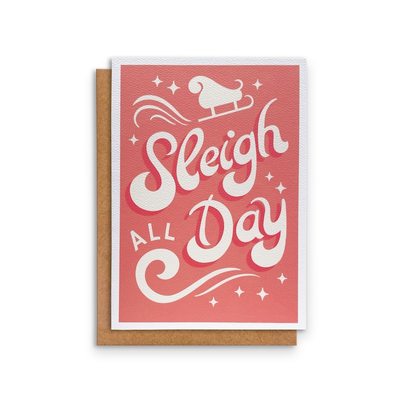 Sleigh All Day Holiday Card Greeting Card Merry Christmas Etsy