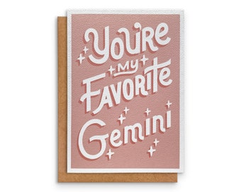 Gemini Zodiac Card | You're my Favorite Gemini | Greeting Card | Zodiac Sign | May June Birthday | 5 x 7in