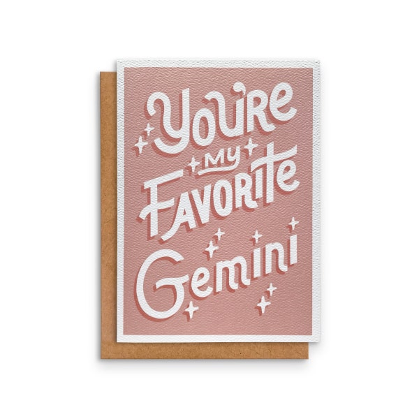 Gemini Zodiac Card | You're my Favorite Gemini | Greeting Card | Zodiac Sign | May June Birthday | 5 x 7in