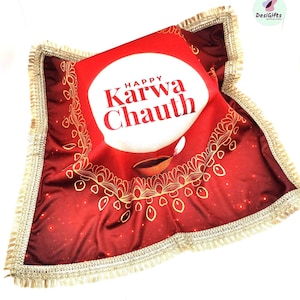16&quot; Red Karwa Chauth Thali Cover, KCH-960