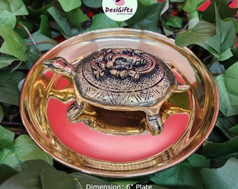 Vastu Turtle with Engraved Ganesha on 6" Plate, VTM#165