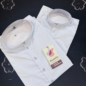 Sky Blue Men's and Boys' Soft Cotton Silk Kurta Pajama Set - Indian Festive Wear, Matching Traditional Outfit, DM-3021