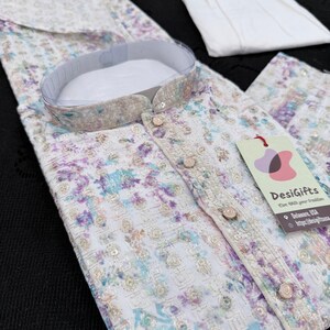 Men’s Multishade Traditional Kurta Pajama Set – Premium Viscose Rayon Embroidery with Print Sequin Work | Wedding Party Wear | KPS-2030 bild 10