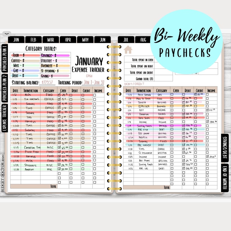 DIGITAL Budget Planner Biweekly Paycheck Edition- LAG FREE| Undated Digital Planner | Budget Doctor 