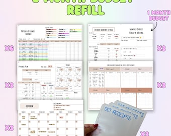 Budget Refill 3 Months Cash Envelope Stuffing System Budget