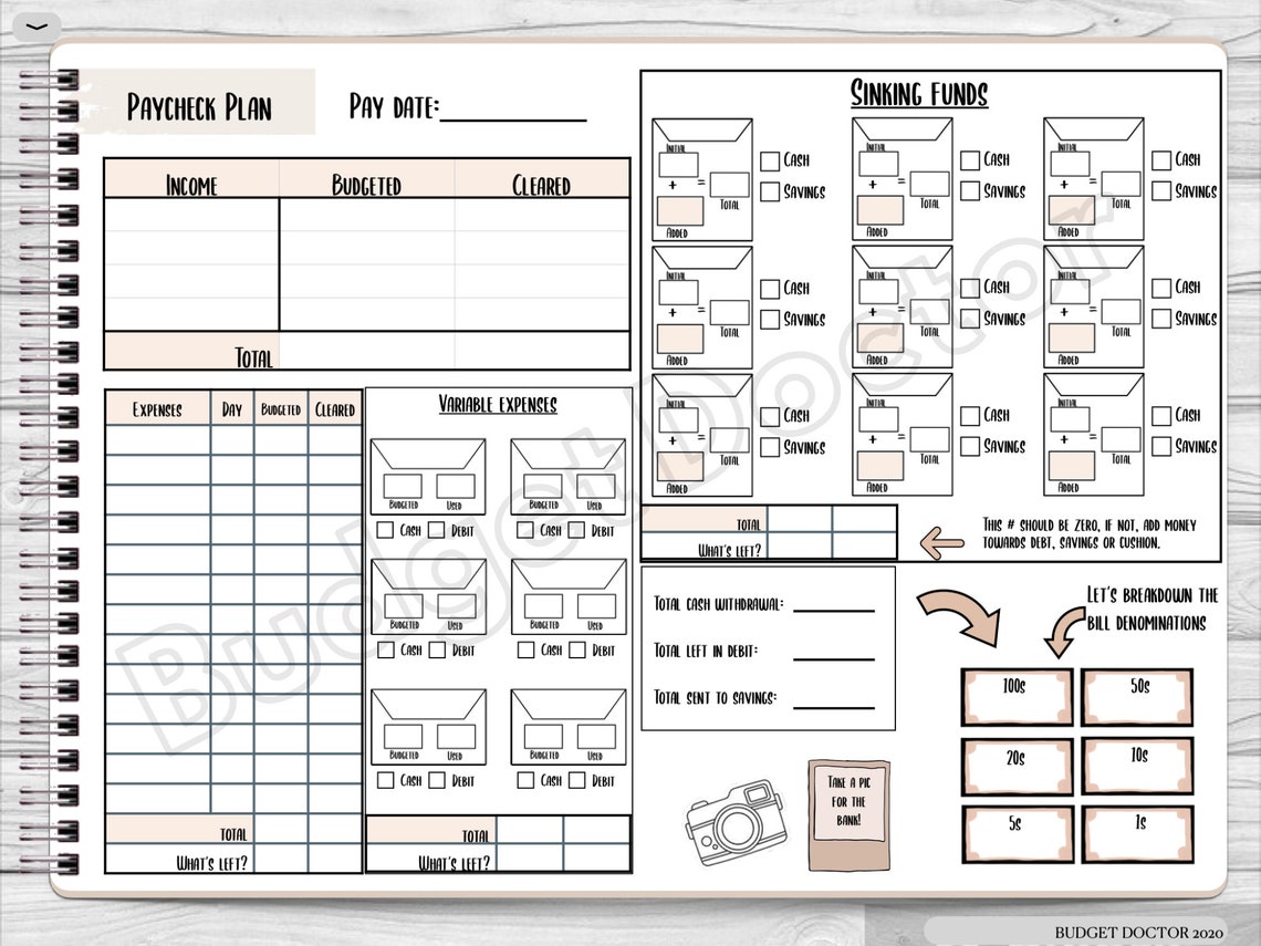 3 DIGITAL Budget Worksheets Paycheck Plan Cash envelope | Etsy