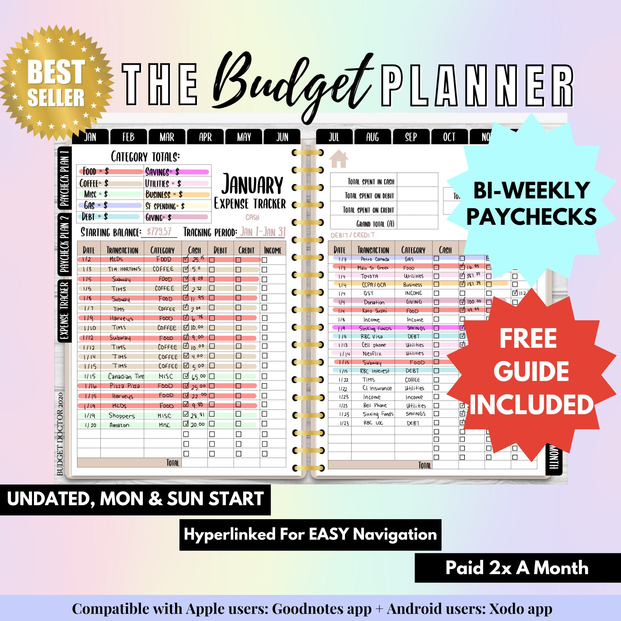 Life & Apples Budget Planner - Monthly Budgeting Book, Expense Tracker  Journal, Finance Organizer and Accounts Book - 12 Months, Undated, A5, Black
