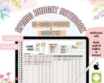 Spring Budget Notebook Sheets Paycheck Budget Tracker Template Income and Expense Tracker Cash Envelope Stuffing Bill Tracker