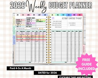 NEW Digital Budget Planner 2026 Pastel- IPAD Tablet Budget Planner Bill Calendar Budget Spreadsheet Debt Snowball Financial Planner WEEKLY