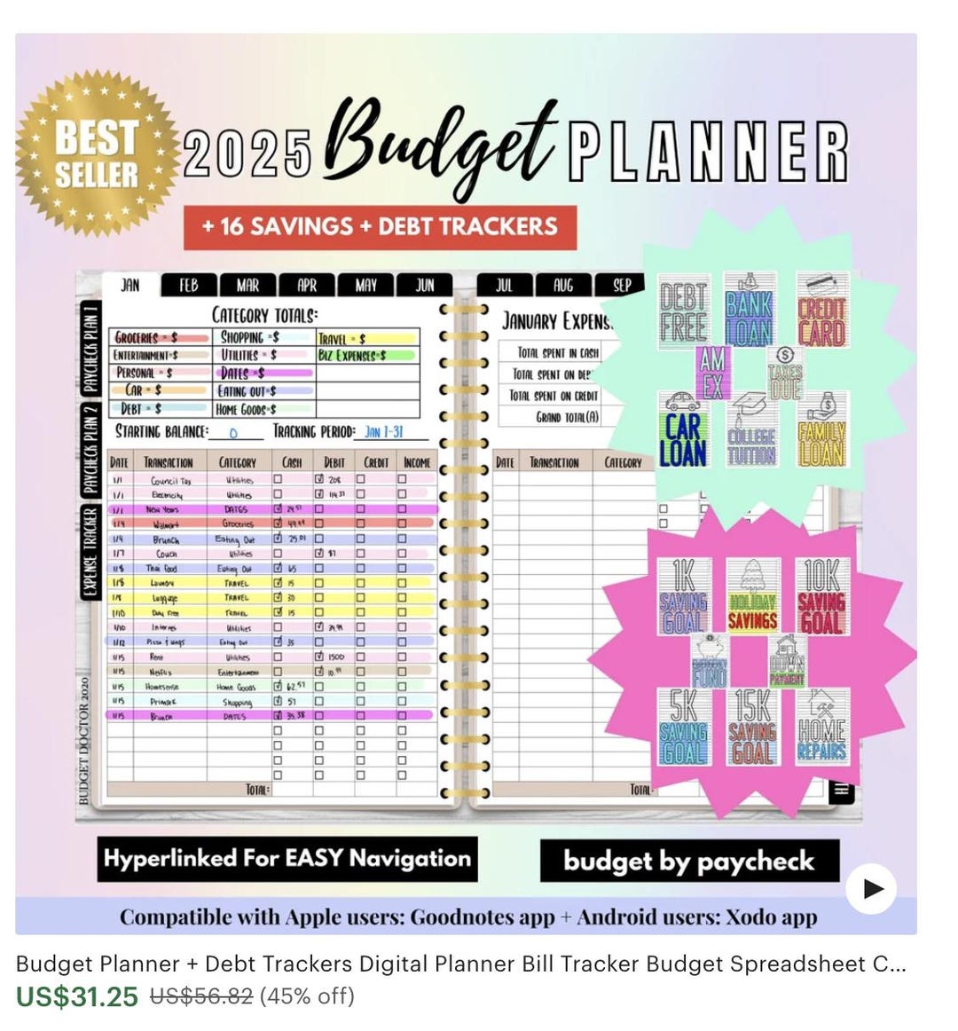 Budget Planner + 2026 Trackers Digital Planner Bill Tracker Budget ...