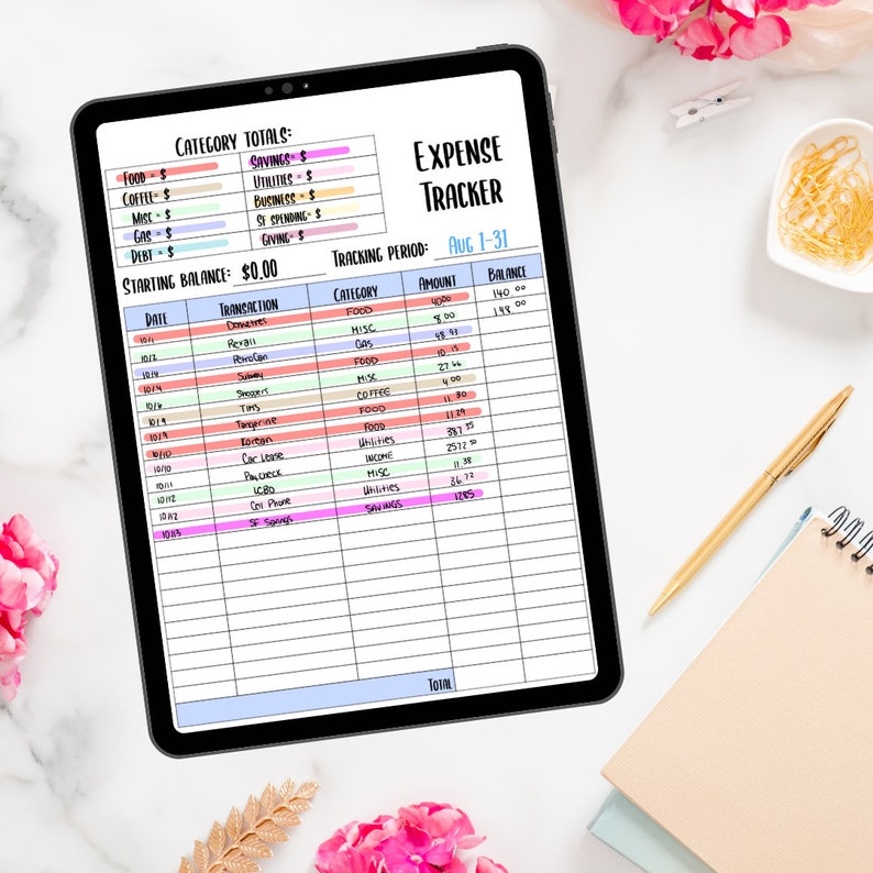 Expense Tracker Business Expense Log Printable Spending Tracker ...